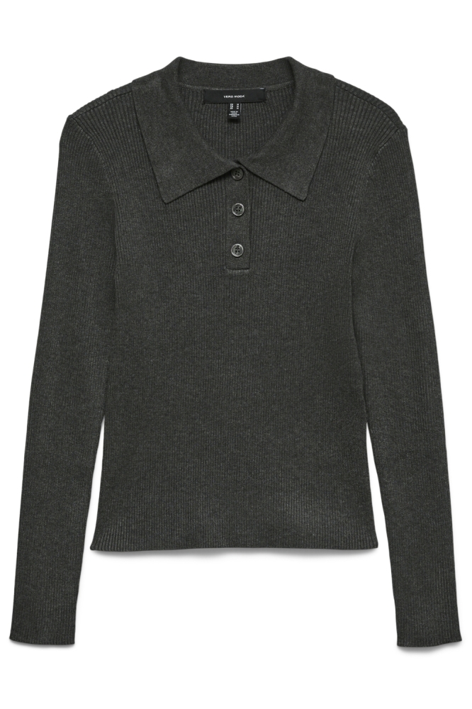 VMSILJERIB LS POLONECK PULLOVER NOO 10336674 Dark Grey Melange